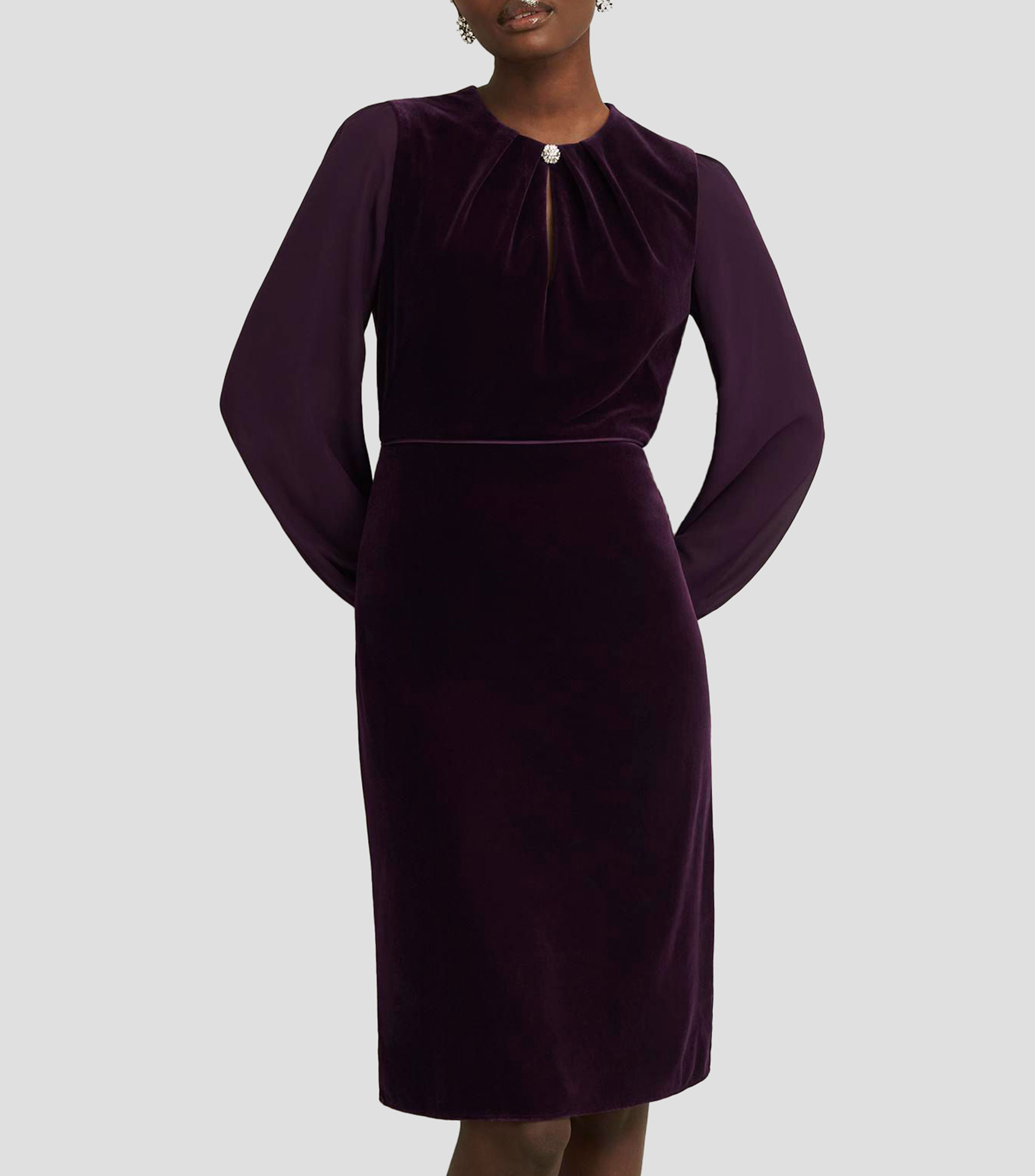 Vestido midi manga larga liso Willow Mujer
